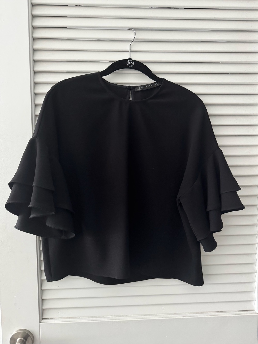 Zara Black Layered Ruffle Sleeve Blouse